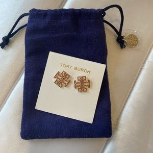 Tory Burch Britten Logo Stud Earrings